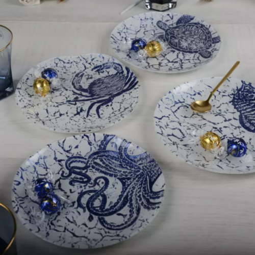 Set of 4 Marine Plates